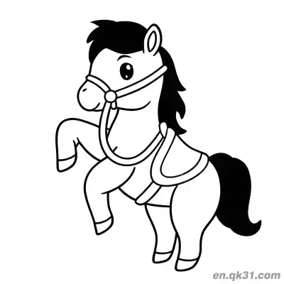 Free printable Pony with Bridle Raising Front Hooves Coloring Page coloring page