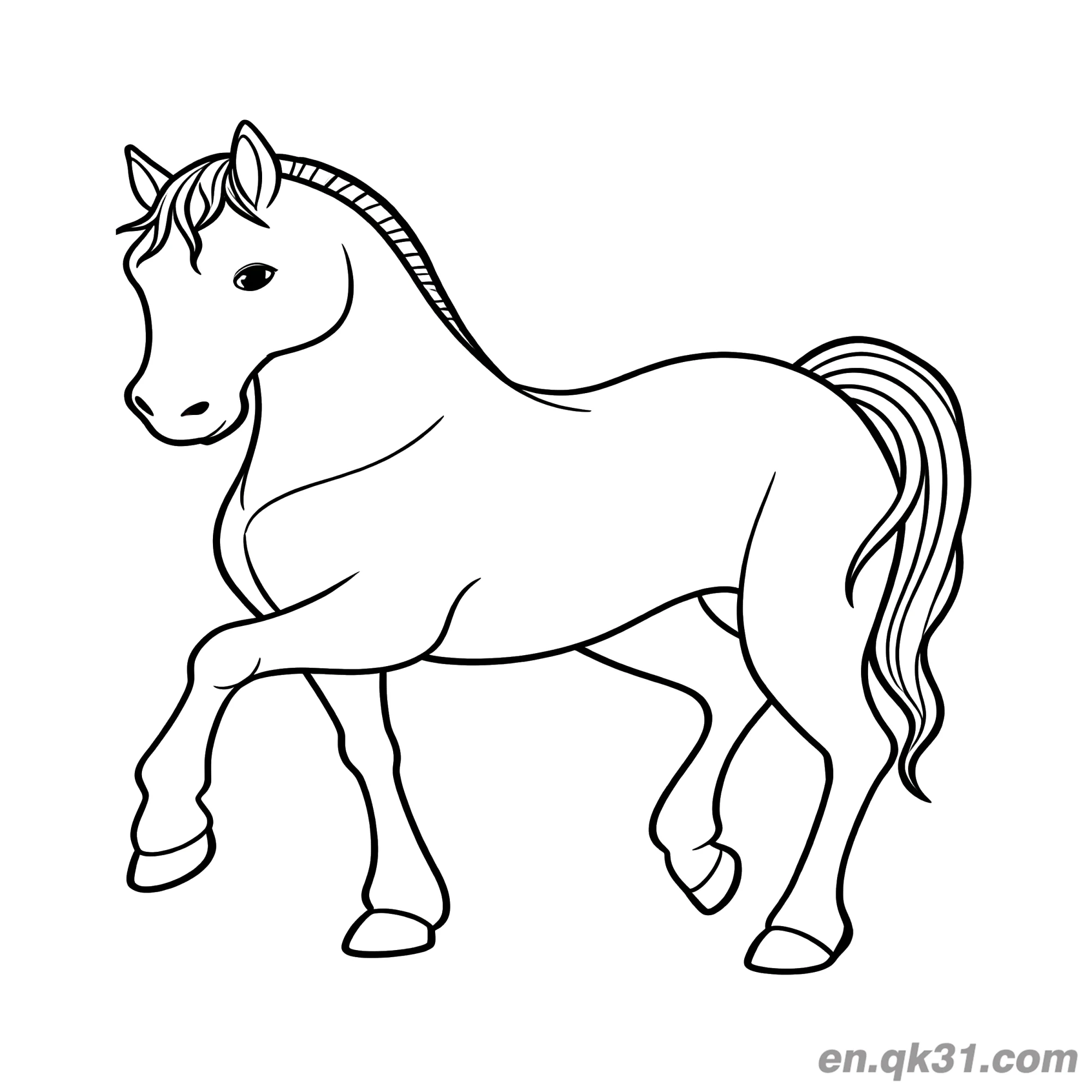 Realistic Horse with Raised Hoof Coloring Page – Free Printable Coloring Page for Kids and Adults