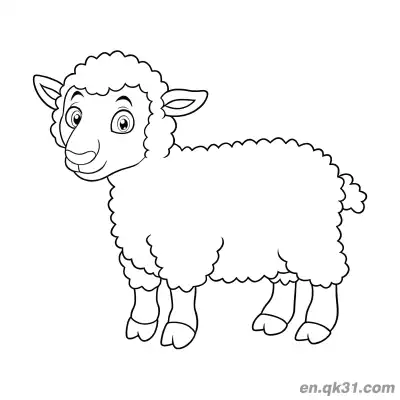 Free printable Cartoon Sheep Standing with a Gentle Smile Coloring Page coloring page