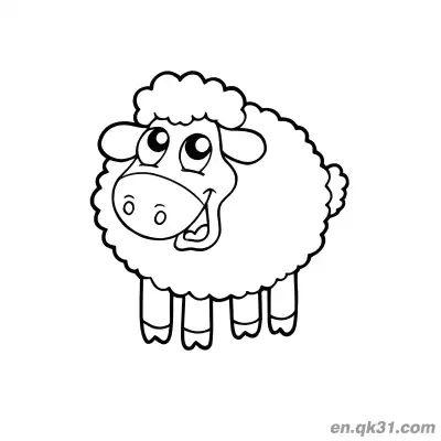 Free printable Cartoon Sheep with Big Eyes and a Smile Coloring Page coloring page