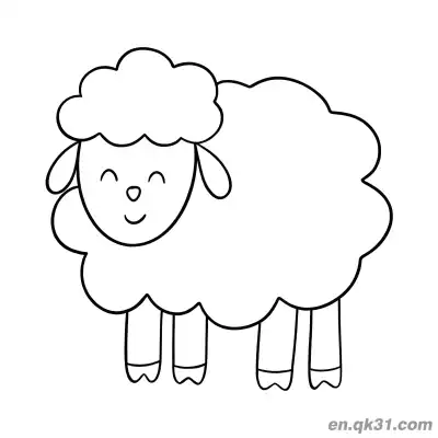 Free printable Cartoon Sheep with Closed Eyes and a Smile Coloring Page coloring page