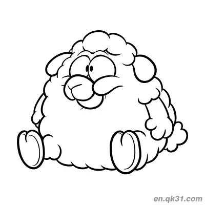 Free printable Chubby Cartoon Sheep in a Cute Sitting Pose Coloring Page coloring page
