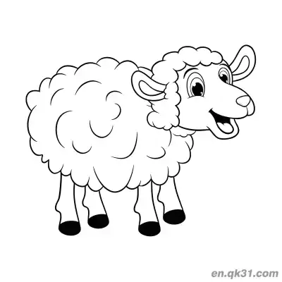 Free printable Curly-Haired Sheep Grinning Happily Coloring Page coloring page