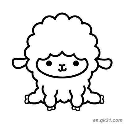 Free printable Cute Curly-Haired Sheep Sitting Pose Coloring Page coloring page