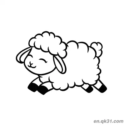 Free printable Cute Sheep Running Happily Coloring Page coloring page