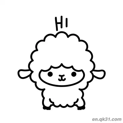 Free printable Cute Sheep Saying Hi with Text Above Head Coloring Page coloring page