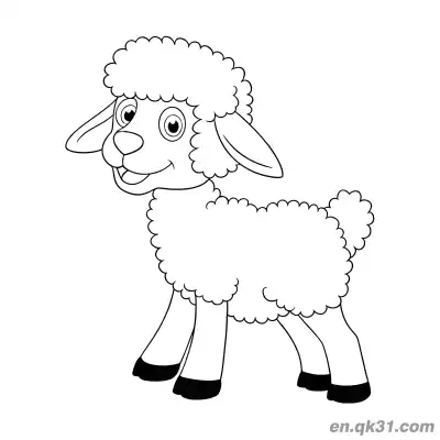 Free printable Fluffy Baby Sheep Happily Walking Coloring Page coloring page