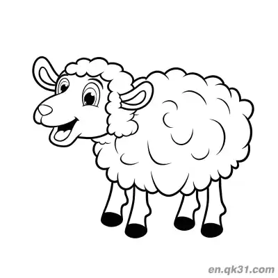 Free printable Fluffy Sheep Happily Walking Coloring Page coloring page