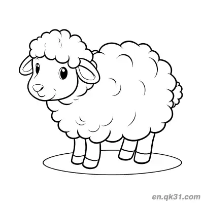 Free printable Fluffy Sheep Standing on a Small Platform Coloring Page coloring page