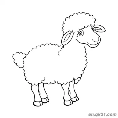 Free printable Furry Sheep Standing in Side Profile Coloring Page coloring page