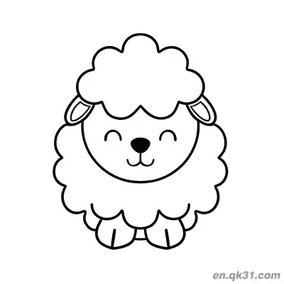 Free printable Round Sheep with Closed Eyes and a Smile Coloring Page coloring page