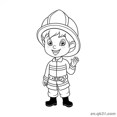 Free printable Animated Firefighter Character Illustration coloring page