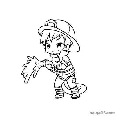 Free printable Anime Style Firefighter Illustration coloring page