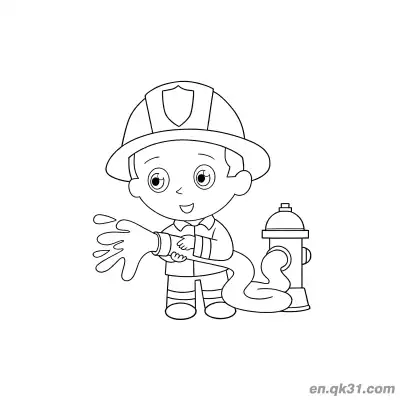 Free printable Brave Firefighter Hero Illustration coloring page