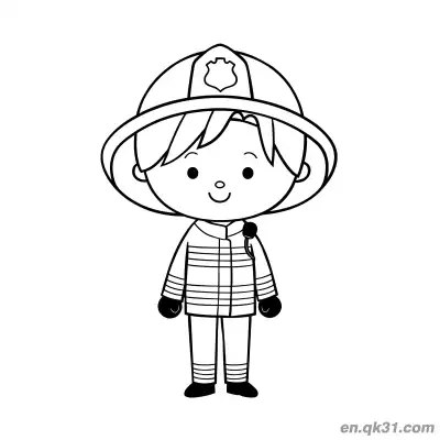 Free printable Brave Standing Firefighter Illustration coloring page