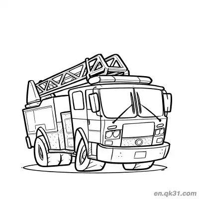 Free printable Cartoon Fire Ladder Truck Illustration coloring page