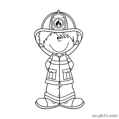 Free printable Cartoon Firefighter Full Body Illustration coloring page