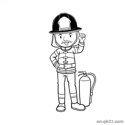 Free printable Cartoon Firefighter Saluting Illustration coloring page