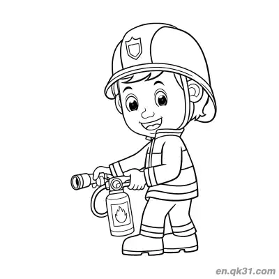 Free printable Child Firefighter Character Illustration coloring page