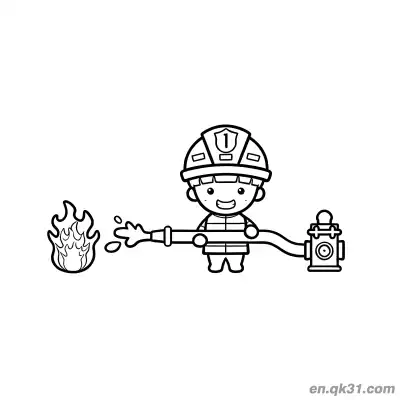 Free printable Child Firefighter Fire Rescue Scene coloring page