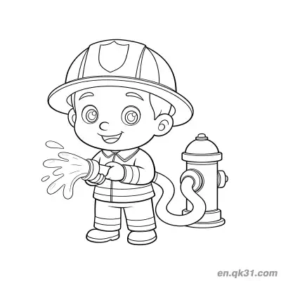 Free printable Cute Fire Station Illustration coloring page