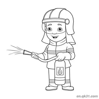 Free printable Cute Style Firefighter Illustration coloring page