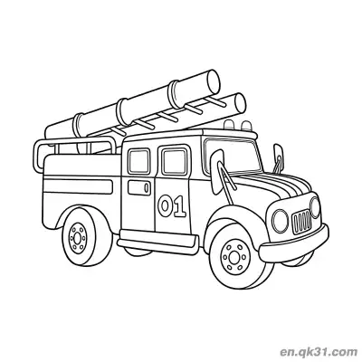 Free printable Emergency Fire Vehicle Illustration coloring page