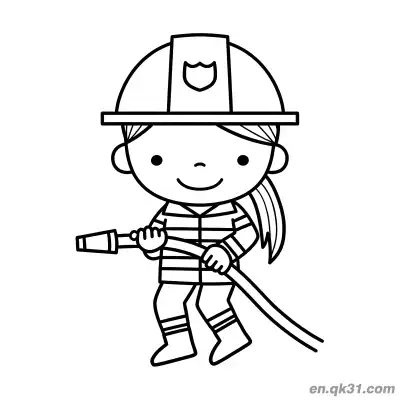 Free printable Female Firefighter Spraying Water Illustration coloring page