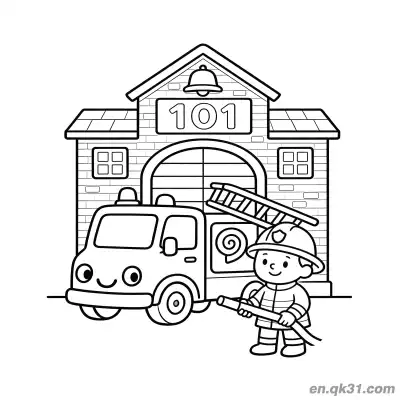 Free printable Fire Department Emergency Scene coloring page