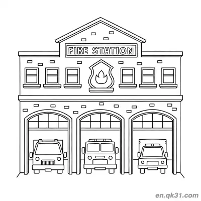 Free printable Fire Station Building Illustration coloring page