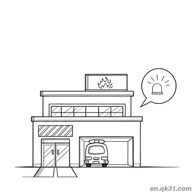 Free printable Fire Station Illustration for Kids coloring page