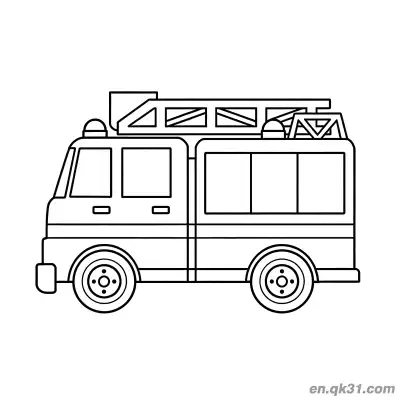 Free printable Fire Truck Side View Illustration coloring page