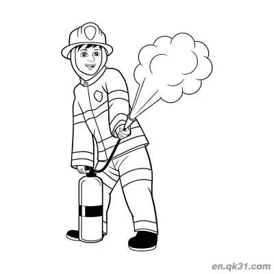 Free printable Firefighter Carrying Hose Illustration coloring page
