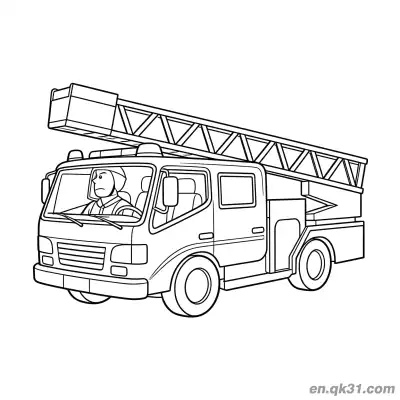 Free printable Firefighter Driving Fire Truck Coloring Page coloring page