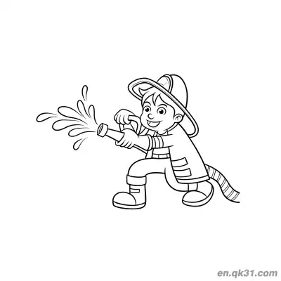 Free printable Firefighter Putting Out Fire Illustration coloring page