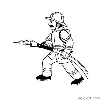Free printable Firefighter Side View with Hose Illustration coloring page