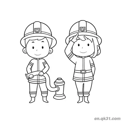 Free printable Firefighter Teamwork Illustration coloring page