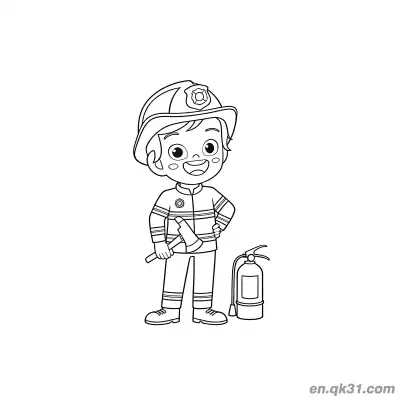 Free printable Firefighter with Axe Illustration for Kids coloring page