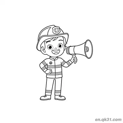 Free printable Firefighter with Megaphone Illustration coloring page
