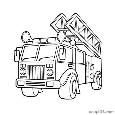 Free printable Front Side Ladder Firefighter Truck Coloring Page coloring page