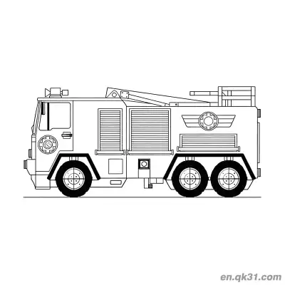 Free printable Realistic Fire Engine Side View Illustration coloring page