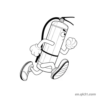 Free printable Running Fire Extinguisher Cartoon Illustration coloring page