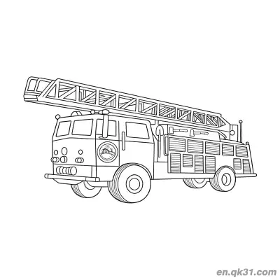 Free printable Side View Ladder Firefighter Truck Coloring Page coloring page