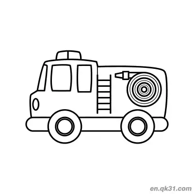 Free printable Simple Fire Truck Side View Illustration coloring page