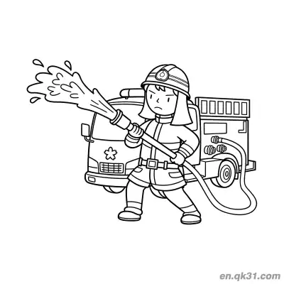 Free printable Standing Firefighter Illustration coloring page