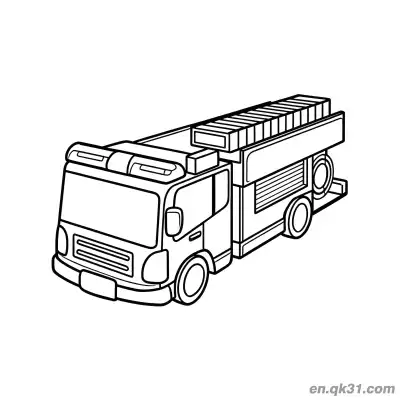 Free printable Three Quarter View Ladder Firefighter Truck Coloring Page coloring page