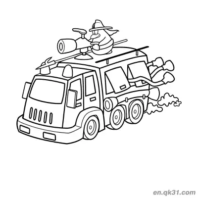 Free printable Water Cannon Firefighter Truck Coloring Page coloring page