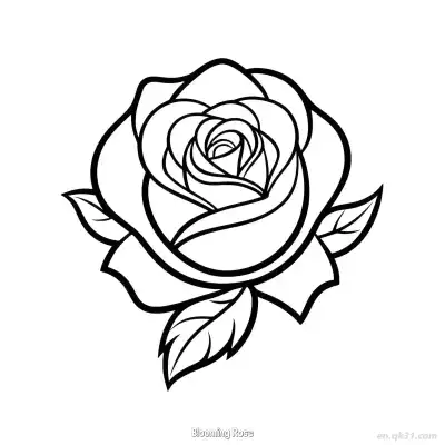 Free printable Blooming Rose  Coloring Page - Free PDF Printable Rose Coloring Sheets coloring page