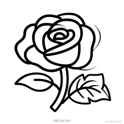 Free printable Bold Line Rose  Coloring Page - Free PDF Printable Rose Coloring Sheets coloring page
