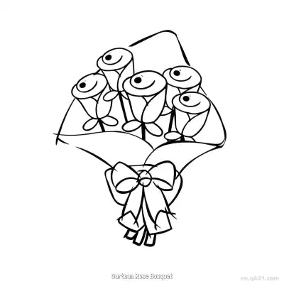Free printable Cartoon Rose Bouquet  Coloring Page - Free PDF Printable Rose Coloring Sheets coloring page